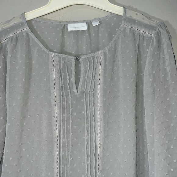 New York & Company semi sheer clip dot blouse - Picture 5 of 8
